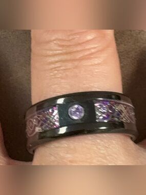 🌺Purple Celtic Inlay Stainless Steel Ring - Women's Fashion Band